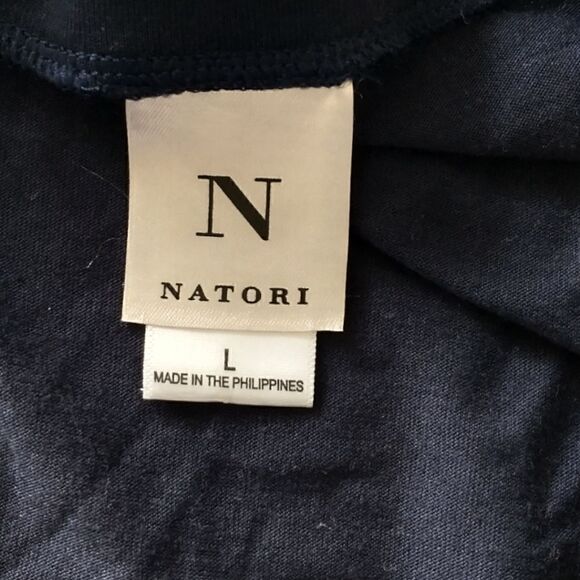 Natori Kimono L Navy Blue Cardigan Dolman Batwing Sleeve Satin Trim Sheer Flowy - Picture 10 of 16